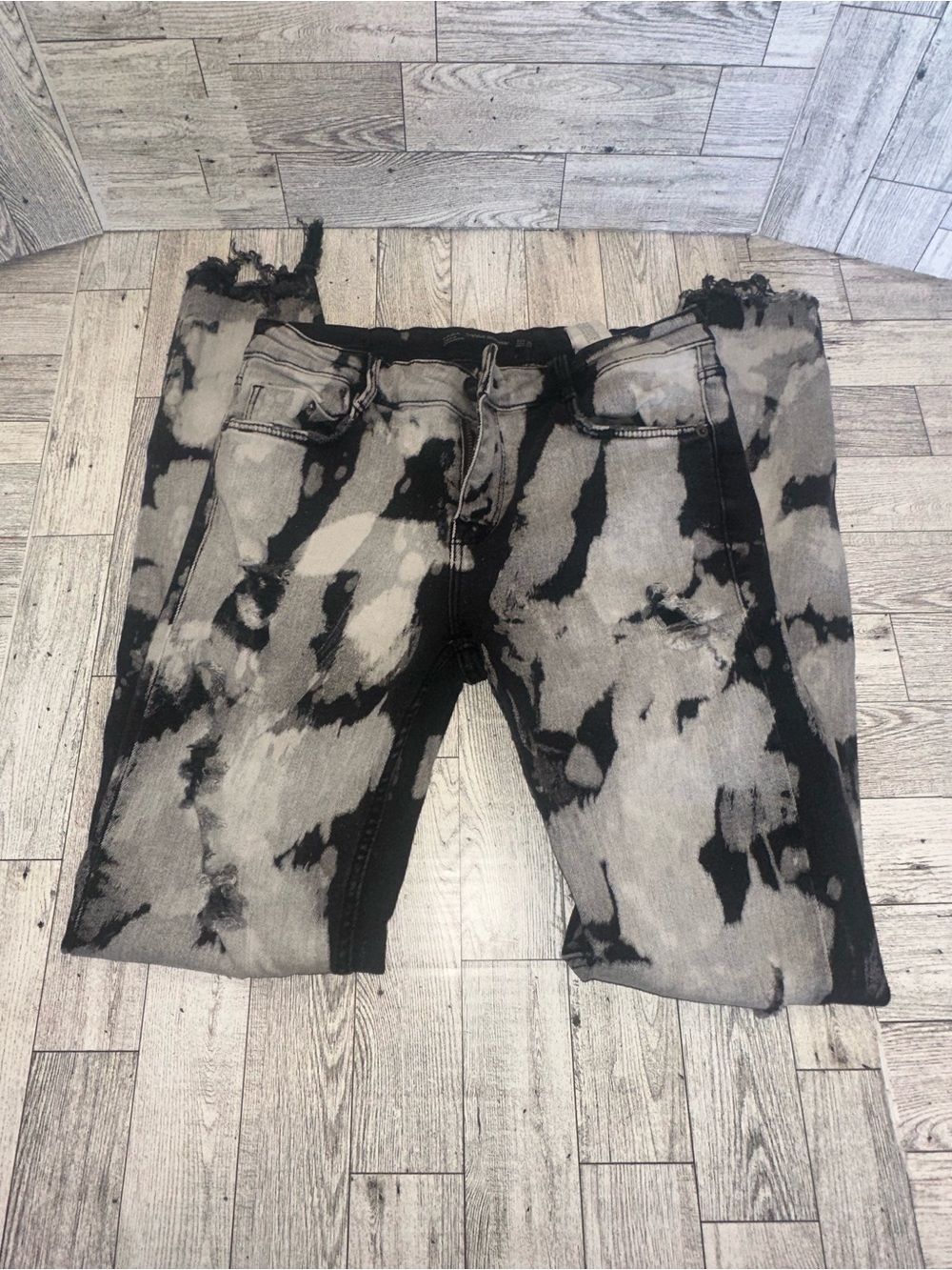 Zara Women's Black & Gray Tie-Dye Bleached look Skinny Jeans size 4 Edgy